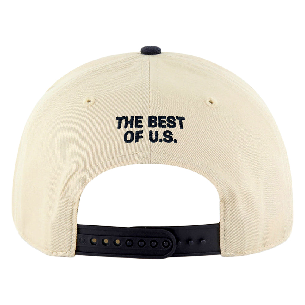 U.S. Soccer Crest Snapback Cap – Cream & Navy (Navy Crest Edition)